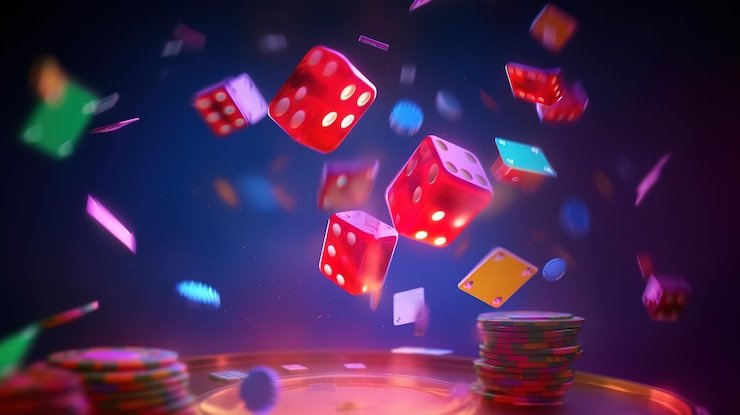 Antarmuka permainan Jewels of Prosperity menampilkan gulungan berwarna-warni dengan simbol permata dan kristal cemerlang